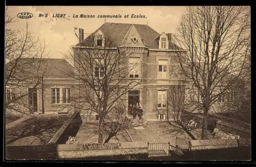 AK Ligny, La Maison communale et Ecoles
