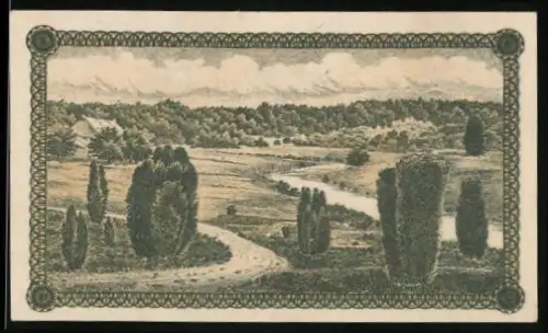 Notgeld Walsrode 1920, 25 Pfennig, Landschaft mit Fluss und Bäumen