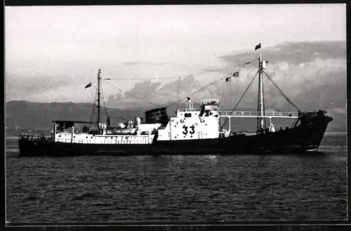 Fotografie Sowjetisches Walfangboot Besposhtadny vor der Küste