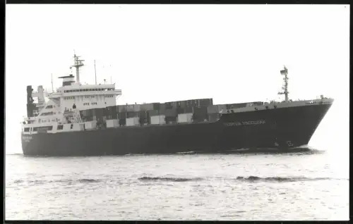 Fotografie Sowjetisches Containerschiff Georgy Pyassetsky aus Leningrad in Fahrt