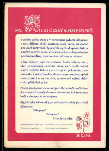 AK Tschechische Kundgebung 28.10.1946