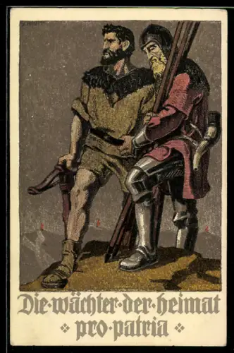 AK Schweizer Bundesfeier 1910, Zwei Soldaten