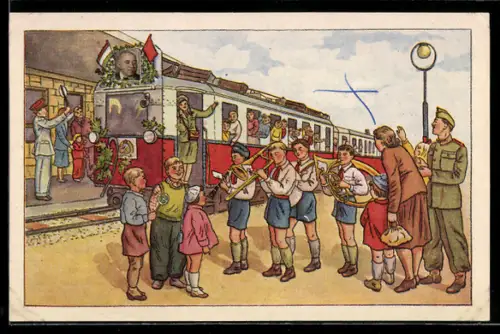 AK Kinder spielen Musik für Soldaten