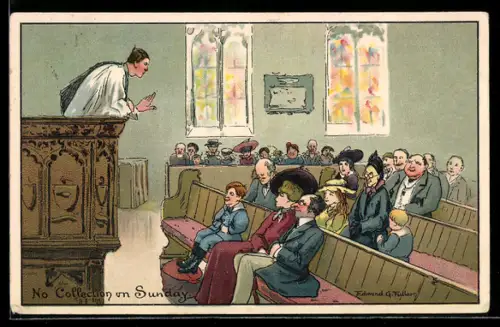 Künstler-AK Geistlicher spricht zu der Kirchengemeinde