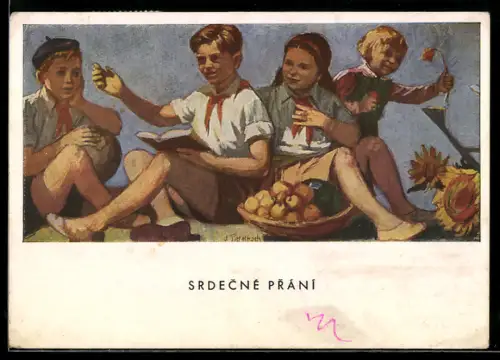 AK Kinder lesen zusammen aus einem Buch