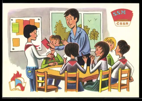 AK Kinder sitzen zusammen an einem Tisch