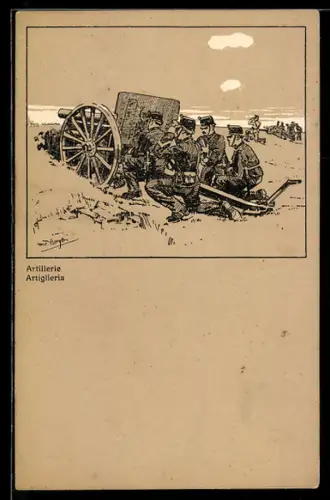 AK Schweizer Soldaten in Uniform an einem Artilleriegeschütz