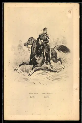 AK Schweizer Guiden in Uniform und mit Säbel auf einem Pferd
