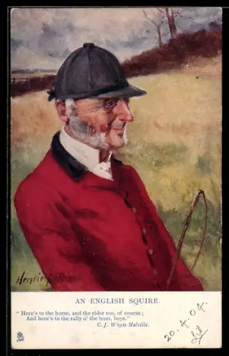 AK Britischer Jäger mit Reitgerte, Jagd