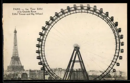 AK Paris, La Tour Eiffel et la Grande Roue
