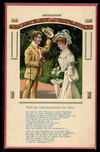 AK Eleganter Herr zieht den Hut vor einer hübschen Dame, Biedermeier