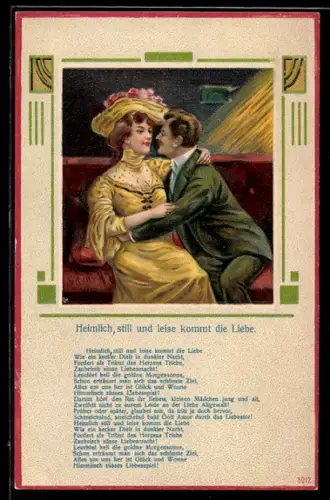 AK Elegantes Paar in einer Umarmung, Biedermeier