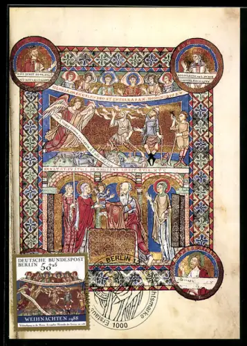 Maximum-AK Verkündigung an die Hirten, Ausschnitt aus dem Evangeliar Heinrichs des Löwen