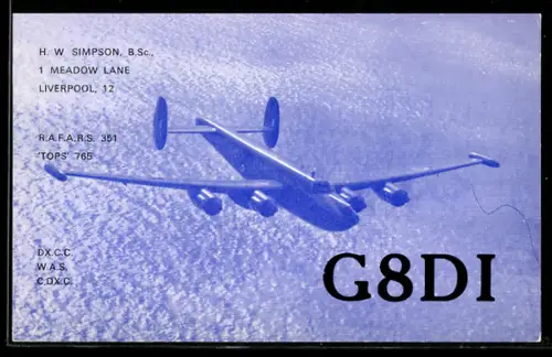 AK Liverpool, Radio G8DI, Flugzeug über dem Wasser