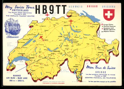 AK Bern, Radio HB9TT, Alfred Jenk, Landkarte der Schweiz