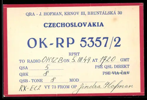 AK Krnov, Radio OK-RP 5357/2, Jindra Hofman