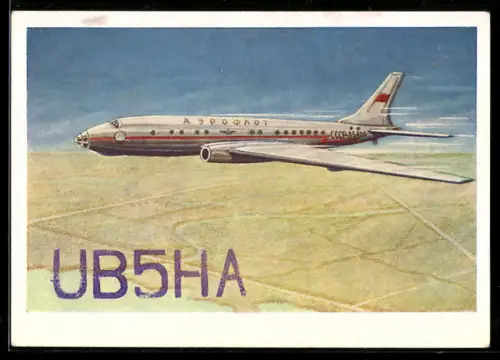 AK New Soviet Jet Aircraft TU-104, USSR, Radio UB5HA