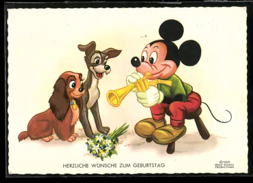 AK Micky Maus spielt Trompete für Susi und Strolch
