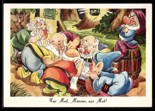 AK Nur Mut..., Die Sieben Zwerge waschen ihre Gesichter, aus: Schneewittchen