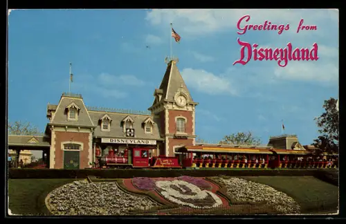 AK Disneyland, Floral Mickey Mouse, Disneyland Depot with train