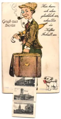 Leporello-AK Berlin, Pariser Platz, Brandenburger Tor und Bahnhof Friedrichstrasse