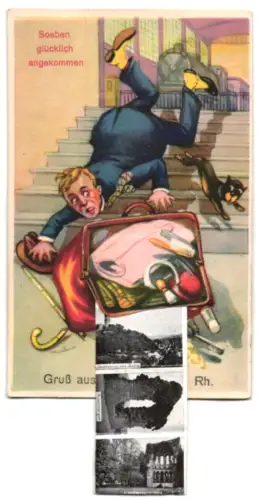 Leporello-AK Königswinter a. Rh., Drachenburg und Drachenfels, Godesberg mit Ruine