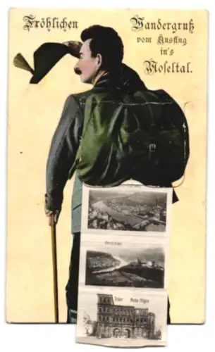 Leporello-AK Cochem /Moseltal, Marienburg, Bullay-Alf, Koblenz mit deutschem Eck