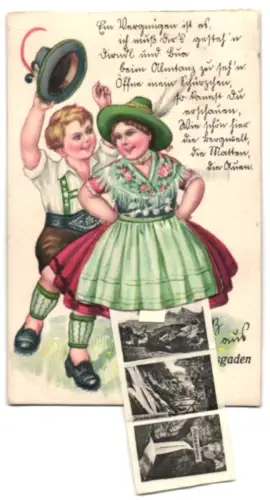 Leporello-AK Berchtesgaden, Panorama, Obersee und Königsee