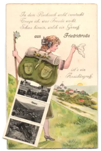 Leporello-AK Friedrichroda, Totalansicht, Reinhardsbrunn und Kühle Tal