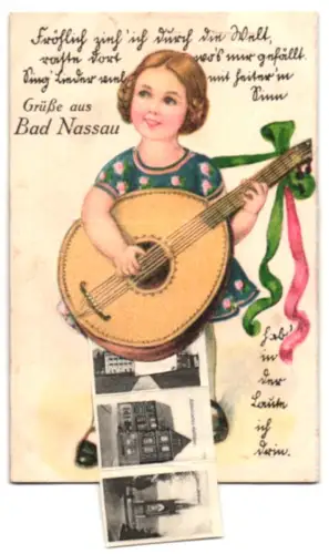 Leporello-AK Bad Nassau, Gesamtansicht, Partie am Bahnhof und Hotel Nassauer Hof