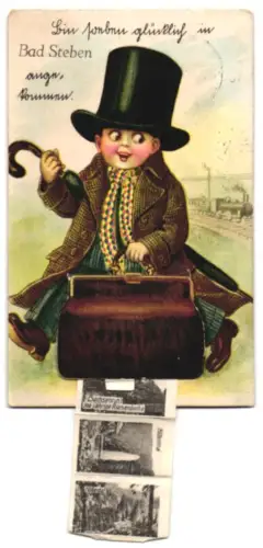 Leporello-AK Bad Steben, Kurhaus, Parkschloss und Kolonnade