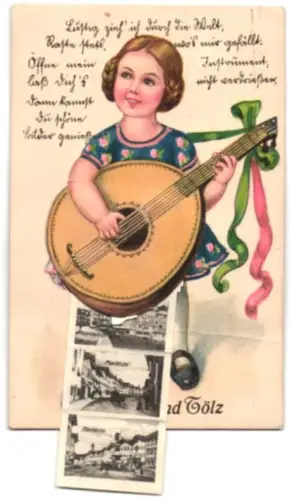 Leporello-AK Bad Tölz, Gesamtansicht, Partie an der Isar und Am Gries