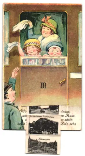 Leporello-AK Berlin, Bahnhof Friedrichstrasse, Rathaus und Dom