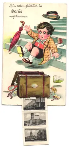 Leporello-AK Berlin, Nollendorfplatz, Unter den Linden und Siegessäule