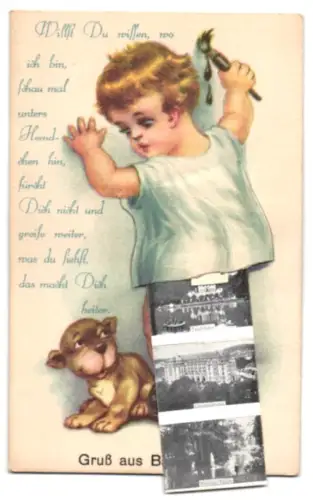 Leporello-AK Bad Nauheim, Musikpavillon, Sprudel, Badehäuser, Kurhaus, Teichhaus