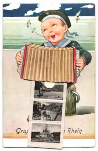 Leporello-AK Koblenz /Rhein, Die Loreley, Nationaldenkmal, Stolzenfels, Arenberg