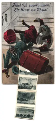 Leporello-AK Assmannshausen /Rhein, Coblenz, Stolzenfels, Die Loreley, Burg Klopp in Bingen