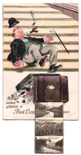 Leporello-AK Bad Lauterberg, Kurquelle, Teichpartie, Sparrluttertal, Blick vom Hausberg