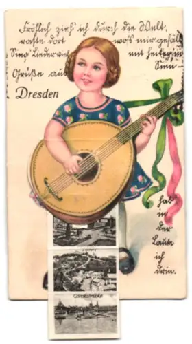 Leporello-AK Dresden, Postplatz, Grosser Garten und Altmarkt