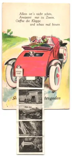 Leporello-AK Berchtesgaden, Panorama, Marktplatz und Königsee