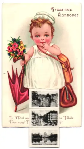 Leporello-AK Hannover, Stadthallenpark, Maschsee und Opernhaus