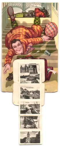 Leporello-AK Bremen, Hauptbahnhof, Rathaus, Dom und Börse