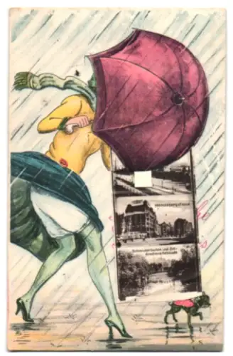 Leporello-AK Hamburg, Jungfernstieg, Alsterpavillon und Hauptbahnhof