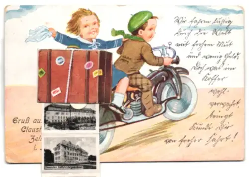 Leporello-AK Clausthal-Zellerfeld /Harz, Bergakademie, Bergwerk Kaiser Wilhelm, Marktkirche und Ehrenmal