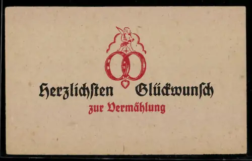 AK Engel mit Ringen, Herz-Anhänger, Glückwunsch zur Vermählung