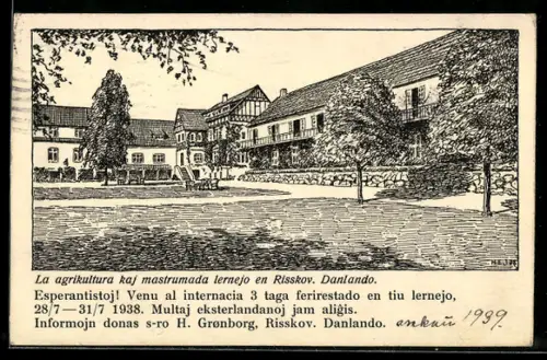 Künstler-AK Aarhus-Risskov, La agrikultura kaj mastrumada lernejo, Danlando