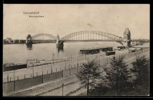 AK Düsseldorf, Rheinbrücke, Panorama