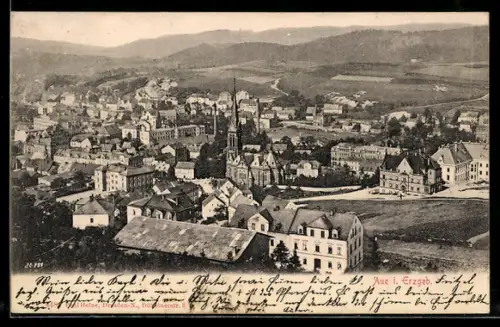 AK Aue i. Erzgeb., Gesamtansicht mit Kirche