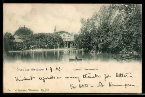 AK Wiesbaden, Kurhaus, Gartenansicht