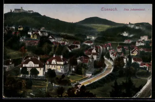 AK Eisenach, Johannistal, Ortsansicht mit Wartburg